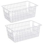 SANNO Freezer Wire Organizer Storage Baskets Large Organizing Bins for Fridge Storage, Freezer, Office, Bathroom, Pantry Organization Storage Bins Rack with Handles