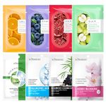 Sheet Masks, Natural Plant Extract Face Masks Skincare, 8Pcs Korean Face Masks for Hydrating, Moisturizing, Deep Cleansing Pores, Nourishing, Anti-aging, Multipack for All Skin Types Face Masks Beauty