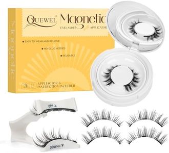 QUEWEL Magnetic-Lashes with Applicator 1 Pair Reusable Magnetic Eyelash No Glue Needed Magnetic Eyelashes Cat Eye Natural Look Magnetices Lashes Kit Easy to Wear and Remove(L-DDCX)
