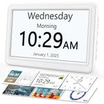 ROCAM Dementia Clocks for Seniors, 7" Digital Clock with 12 Themes 20 Custom Alarms & 18 Ringtones, Auto-Dimmer, Bedside Clock with Days Dates and Time of Day