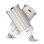 2-Pack 60W LED Corn Light Bulb（500W Equivalent）6000 Lumen 6500K Large Area Cool Daylight White E26/E27 Medium Base for Outdoor Indoor Garage Warehouse Factory Workshop Street Backyard New Upgraded