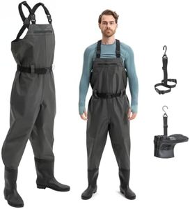 hydroleap Fishing Waders for Men with Boots, Waterproof PVC & Nylon Chest Waders with Spacious Pockets and Hanger, Durable Water Waders for Fishing, Hunting and Emergency Work