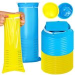 Vomit Bags Disposable, 60 Pack Emesis Bags, 1000ml Barf Bags, Portable Puke Bags for Travel Motion Sickness Pregnant Women Morning Sickness, Nausea Bags, Car Sick Bag, Throw up Bag(Yellow&Blue, 60pcs)