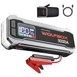 WOLFBOX 3000A Jump Starter,12V Car Battery Jump Starter,65W Quick Charge,16000mAh Portable Jump Starter Battery Power Pack for 8L Gas 6L Diesel Engine with Booster,LED Light,Jump Box,Cables