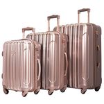 kensie 3 Piece "Alma" Light Metallic Style TSA-Lock Spinner Luggage Set, Rose Gold Option