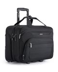 BAGSMART Rolling Laptop Bag, Wheeled Briefcase Fits 17.3 Inch Laptop, Overnight Roller Case with TSA Lock, Computer Bag for Travel/Men/Women, Black, Black, 17.7'' x 9.8'' x 14.4'', Rolling Laptop Bag