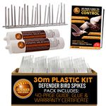 Defender Plastic Anti-Bird Spikes Pack | 30 m with Glue | Pigeon Control Guide | Various Size Packs