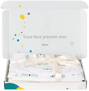 Flyideas Regalo Baby Shower Unisex Neonato | Gift Set Futura Mamma in Attesa/Gravidanza/Incinta Utile e Originale | 1 Lenzuolo / 1 Mussolina / 2 Bavaglini / 1 Copertina