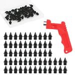 LUTER 56PCS 1/4inch Carbon Steel Track Spikes, Lighter Weight Replacement with Spike Wrench Tool Pyramid Shoe Spikes Running Spikes for Sports Shoes High Jumping Sprint Hiking Cross Country (Black)