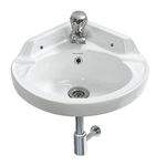 Vardhman Ceramics Corner Wash Basin Wall Hung Mounted Glossy Finish White Sink for Bathroom - (16 x 16 x 7 Inch)