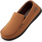 HomeTop Men's Classic Moccasin Slippers Comfy Memory Foam Indoor House Shoes Espresso Tan,12 US