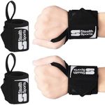 Stealth Sports Weight Lifting Wrist Wraps – 18” Cotton Wrist Support with Thumb Loop – Gym Straps for Workout Powerlifting Weightlifting Fitness Strength Training, Stiff Wrist Straps