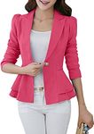 EFOFEI Lady Work Suit Office Jacket Lantern Sleeve Suit Blazer Long Sleeve Ruffle Hem Jacket Slim Button Blazer Rose S