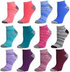 Debra Weitzner Womens Runner Ankle Socks - Low-Cut Colorful Socks (Size 9-11 and 10-13) 12 Pairs