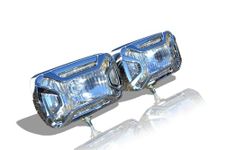 Bragan 2x 12v Rectangle Chrome Spot Lamps Compatible With Trucks Lorry Van 4x4 Car SUV Universal Light Accessories - BRA1044