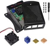 ALAMSCN for Raspberry Pi 3 Metal Case, RPi 3 Aluminium Case Protective Shell Box Wall Mounted Enclosure with Dual Cooling Fan Heat Sink for Raspberry Pi 3 B+ RPi 3 RPi 2B+ RPi 2 B Black