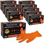 Dura-Gold Duratection 8 Mil Orange Super Duty Diamond Textured Nitrile Disposable Gloves, 10 Boxes of 100, Small - Latex Free, Powder Free, Food Safe, Safety Protection Work Gloves, Industrial