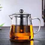 NVRA Premium 550ML Glass Teapot with Removable Infuser | Stovetop & Microwave Safe Borosilicate Clear Large Glass Kettle | Easy to Pour Spout, Blooming and Loose Leaf Tea Maker Set (550)