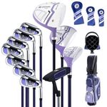 ULTIMATE Women's Complete Golf Club Set, Right Handed Ladies Golf Clubs Set w/ 460cc Alloy #1 Driver, #3 Fairway Wood, #4 Hybrid, #6/#7/#8/#9/#P Irons & Putter (11 Pieces w/Bag-Violet)