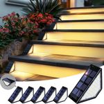 Solpex Solar Step Lights,24 LEDs Solar Deck Lights Outdoor Waterproof,Solar Lights Outdoor Decorations for Stairs, Step, Fence, Yard, Patio, and Pathway (6 Pack, Warm White, Black)