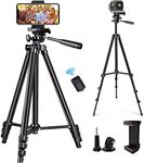 Phone Tripod, IBESTON 50" Smartphone Tripod for iPhone, Aluminum Lightweight Portable Camera Tripod Stand for Small DSLR/Action Camera/Samsung with Phone Holder & Remote Control (Black)