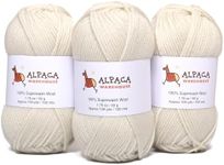 100% Pure Wool Yarn Superwash Set of 3 Skeins (150 Grams) DK Weight - Sourced Directly from Peru - Heavenly Soft and Perfect for Knitting and Crocheting (Alabaster White)