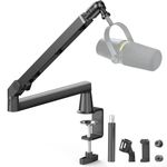 Aisryntek Microphone Boom Arm, Low Profile Mic Arm with 360° Rotation, Cable Management, Extended Riser, Mic Clip, Microphone Stand for Blue Yeti HyperX QuadCast Shure Elago