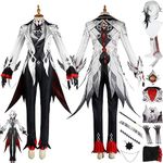 Genshin Impact Arlecchino Cosplay Costume Outfit Game Character Uniform Earring Wig Halloween Dress Up Suit (S)