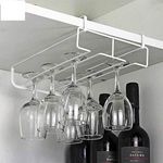 INDIAN DECOR. 210001 Modern Wine Glass Storage Under Shelf Hanging Hook Hanger Rack (White)