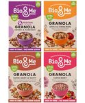 Bio&Me: Granola Variety 4-Pack (4 x 360g) / 4 Flavours: Apple & Cinnamon, Cocoa & Hazelnut, Super Berry, Super Seedy & Nutty/Vegan, No Added Sugar, Gut Loving Goodness