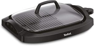 TEFAL Plancha Electric Smokeless Grill with Lid, Black, Plastic/Steel, CB6A0827