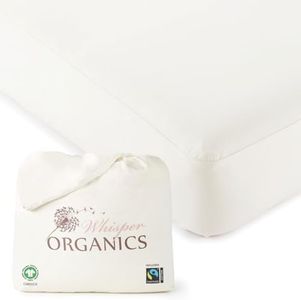 Organic Cotton, 100% Waterproof Crib Mattress Protector Pad – Soft, Hypoallergenic, Breathable Crib Cover – GOTS & Fair-Trade Certified – 17 in. Deep, Crib Size Mattress Cover by Whisper Organics