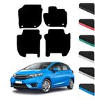 GCM - Car Floor Mats for Honda Jazz (Automatic) 2015-2020 Floor Protection - Anti Slip Car Mat with Clips Easy to Clean Car Carpet for All-Weather- Black Edging, Carpet