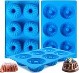 AUTOWRAP Mini Bundt Cake Pan, 6-Cavity Silicone Donut Molds Nonstick Fluted Cake Pans for Baking, Mini Tube Cake Baking Pan for Muffin, Coffee Cake, Jello