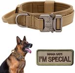 Tactical Dog Collar with Handle - Military Dog Collars Adjustable Training Collar Soft Nylon Dog Collar and Heavy Duty Metal Buckle for Medium Large Dogs - with Patch