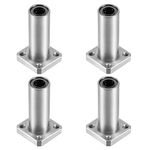 HiPicco Linear Ball Bearings, LMK8LUU 8mm Square Flange Linear Motion Bushing Double Side Rubber Sealed for 8mm Linear Shaft CNC Machine 3D Printer 4 Pack