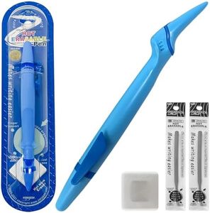 Lefty’s Left Handed Erasable Pen No Smear - Smudge Free Soft Grip - Effortless Writing Comfort - Quick-Dry Pens for Back to School - Gifts for Left-Handed People, Lefty Adults, Kids (Blue)