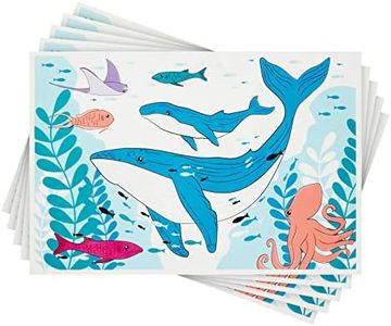 BLUE PANDA - Stick-On Disposable Baby Placemats for Kids, Fun Under The Sea (12 x 18 in, 50 Pack)