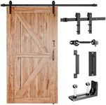 JZVXX 10 FT Sliding Barn Door Hardware Kit,Barn Door Kit,Fit for Door Panel Width Up to 60", Barn Door Handle/Pull/Hook/Guide Included (10 FT - 8 pcs Track)