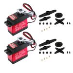 HOOYIJ 2Pack 25KG Digital Servo Motor Waterproof DS3225MG High Torque Full Metal Gear RC Servo with 25T Servo Horn for 1/8 1/10 Scale Baja RC Car Crawler Buggy Truggy Truck Boat Control Angle 270°