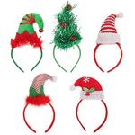 FOMIYES 5Pcs Christmas Headband , Elf Hat Headband Mini Santa Hat Hair Hoop Christmas Hairband for Xmas Party Photo Prop