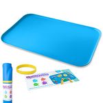 Just Messin' Upsides Mat, Silicone Craft Mat with Raised Sides to Contain Mess, Oversized 16”x26” Mat with High .6" Edge, Table Protector for Resin, Paint, Slime, Beads & Lego, Heat-Resistant (Blue)