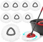 8-Pack Spin Mop Replacement Heads, 100% Microfiber Mop Head Replacement Compatible with Triangle Spin Mop Refill,360°Micro Replacement Mop Head for Easy House Cleaning Floor Mopping,White