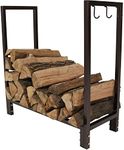 Sunnydaze 30-Inch Firewood Log Rack - Small Fireplace or Fire Pit Wood Storage Holder - Bronze