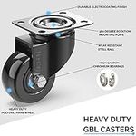 GBL Heavy Duty Castor Wheels + Screws - 50mm up to 200KG - Pack of 4 No Floor Marks Silent Caster for Furniture - Rubbered Trolley Wheels - Black Castors
