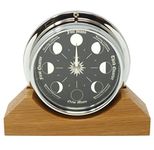 Tabic Prestige Chrome Moon Phase Clock on a Solid English Oak Mantel/Display Mount