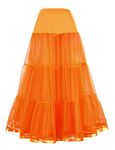 SHIMALY Women's Floor Length Wedding Petticoat Long Underskirt for Formal Dress (S-L, Orange)