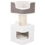 TRIXIE 33.9-in Ava XXL Cat Tree with Thick Scratching Post, Cat Condo, Cozy Top Platform with Removable Cushion, Dangling Cat Toy, Gray/White