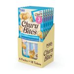 INABA Churu Bites for Cats, Soft & Chewy Cat Treats with Creamy Churu Filling, Tuna with Scallop Recipe (Pack of 6, 30 gm per Pack)