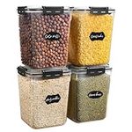 YASHE Large Food Storage Containers with Lids (5.3L, 4Pack), BPA-Free Airtight Plastic Food Containers, Flour, Sugar, Rice Canisters for Kitchen & Pantry Organization